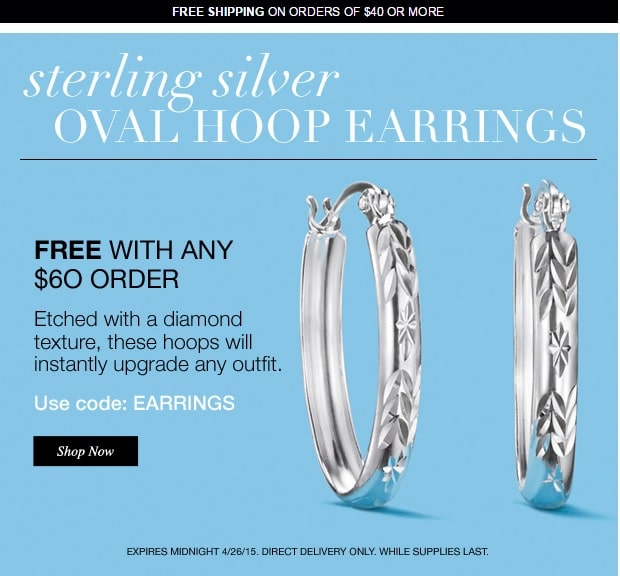 Free Sterling Silver Oval Hoop Earrings