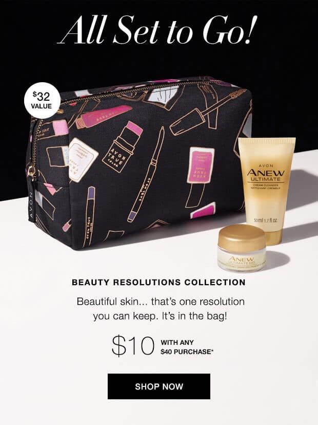 Exclusive Avon Cosmetics Bag - A Box - Beautiful Skin... that's one resolution you can keep. It's in the bag!
