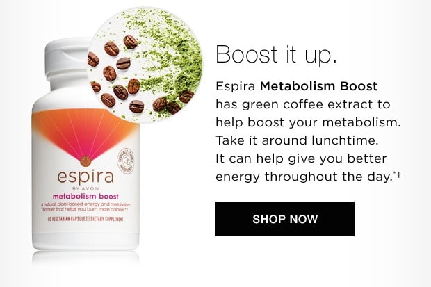 Espira Nutritionist, Ashley Koff, RD - Boost it Up! Espira Metabolism Boost has green coffee extract to help boost your metabolism. Take it around lunchtime. It can help give you better energy throughout the day.†